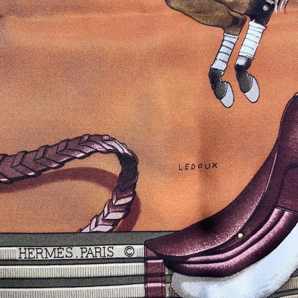 RARE VTG HERMES "Jumping" Silk Scarf by Phillipe Ledoux - Picture 7 of 10